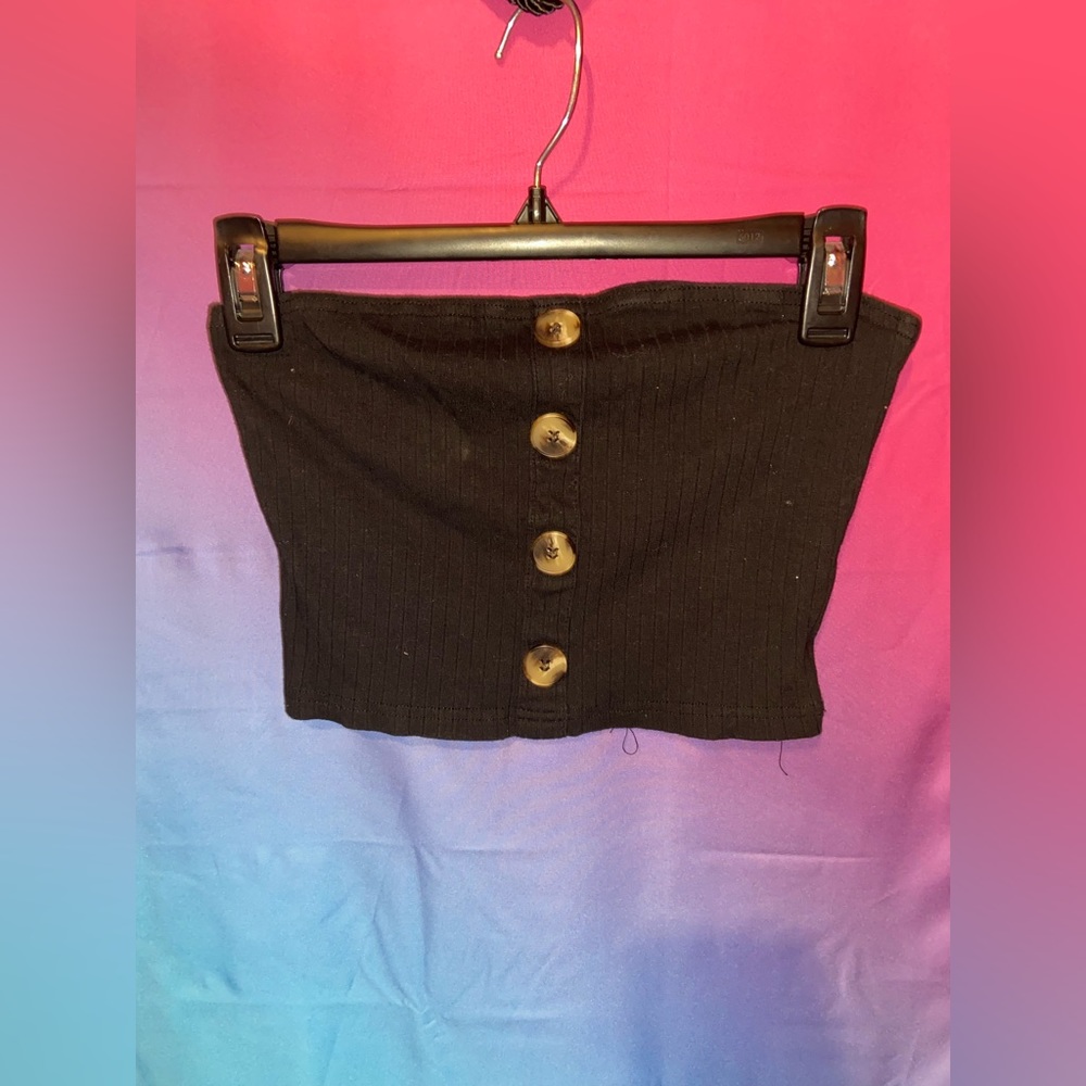 Black cropped tube top